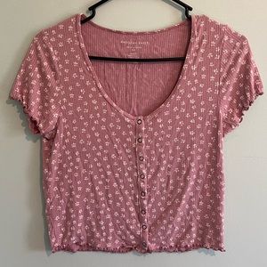 American Eagle Pink Floral Baby Tee